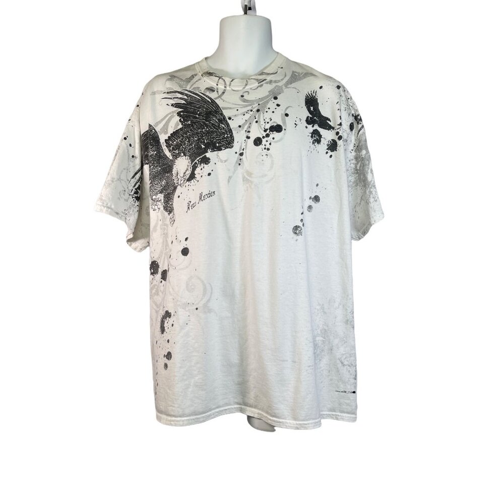 Gildan Mens Graphic T-Shirt White 2XL 100% Cotton Eagle New Mexico Short Sleeve
